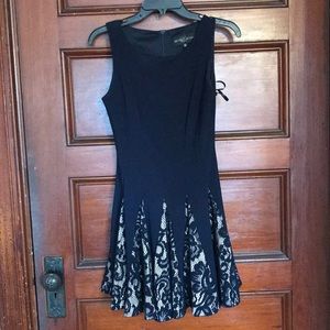 Betsy & adam Macy blue dress with lace bottom